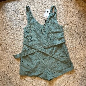 NWT Zara Green Floral Eyelet Romper